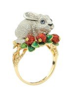 Кольцо из лимонного золота 585 пробы c эмалью