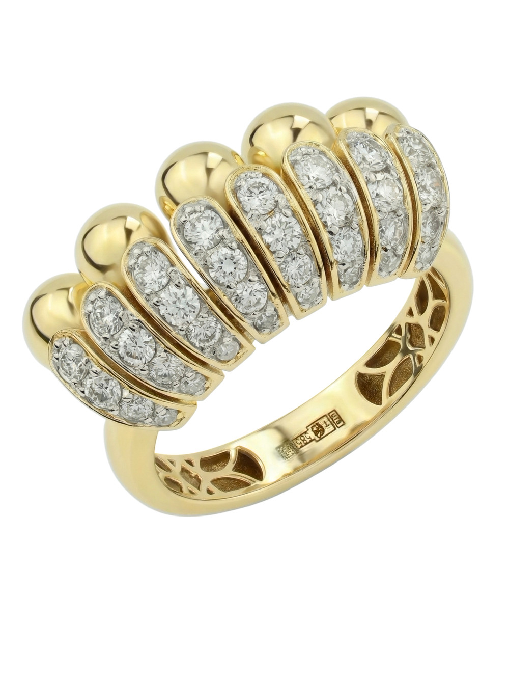 Кольцо из лимонного золота c бриллиантами