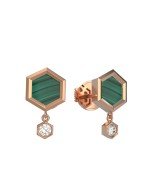 Серьги из золота 585 пробы c бриллиантами и малахитом
