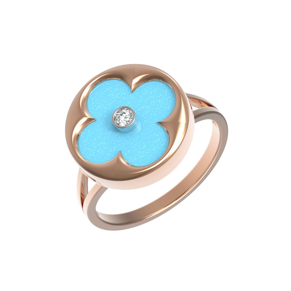 Кольцо из золота c бриллиантами и бирюзой