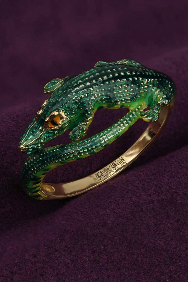 Кольцо из лимонного золота c эмалью