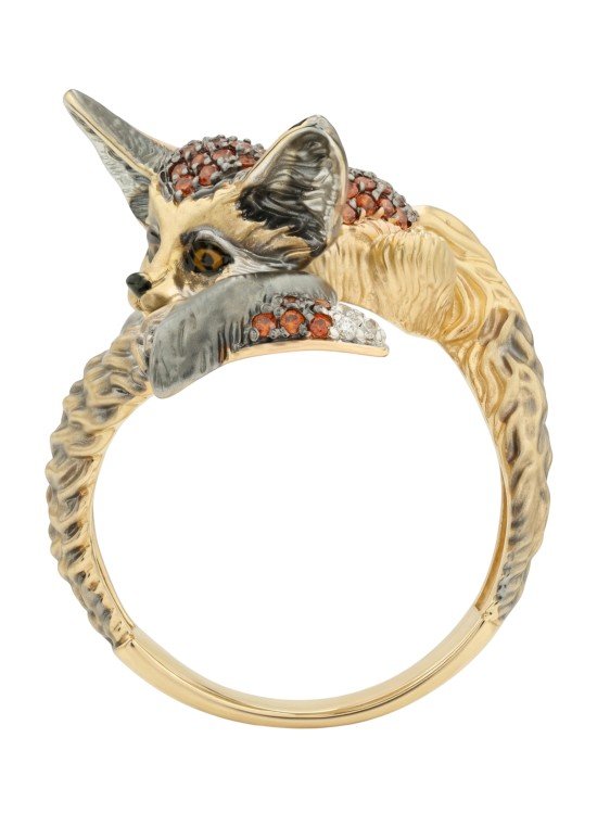 Кольцо из лимонного золота c эмалью и фианитом