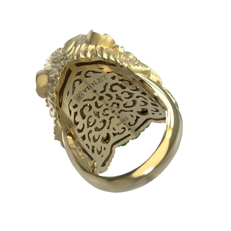 Кольцо из лимонного золота c эмалью