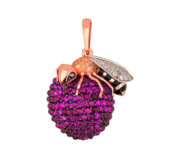 Подвеска из золота c эмалью и фианитом