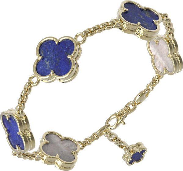 Браслет из лимонного золота c лазуритом и перламутром