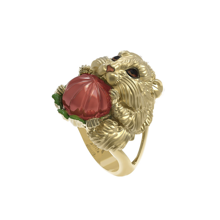 Кольцо из лимонного золота c эмалью