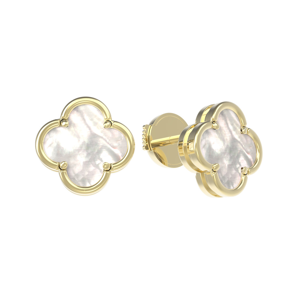 Серьги из лимонного золота c перламутром