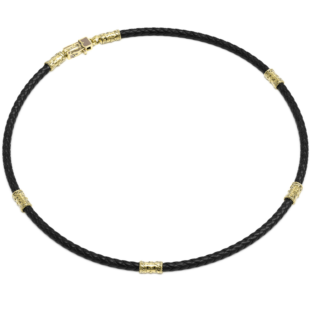 Гайтан из лимонного золота c кожаным шнурком