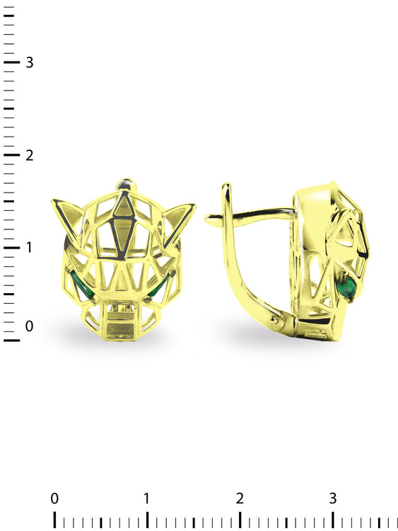 Серьги из лимонного золота c изумрудом