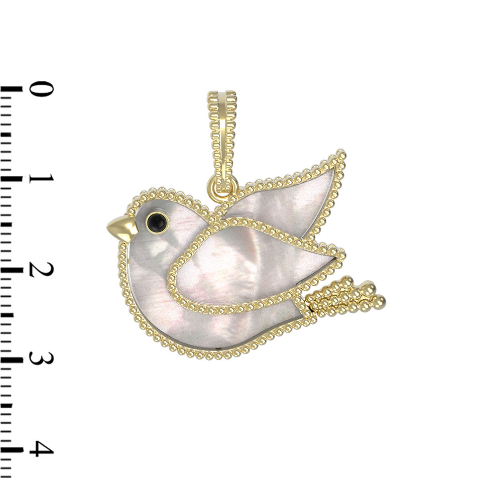 Подвеска из лимонного золота c эмалью и перламутром