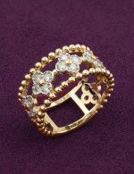 Кольцо из лимонного золота 585 пробы c бриллиантами
