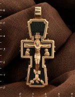 Крест из золота 585 пробы c эбеновым деревом