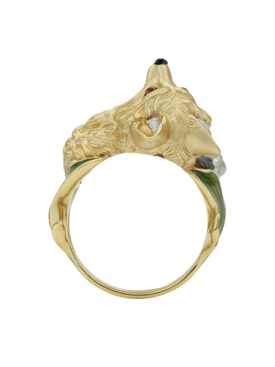 Кольцо из лимонного золота c эмалью