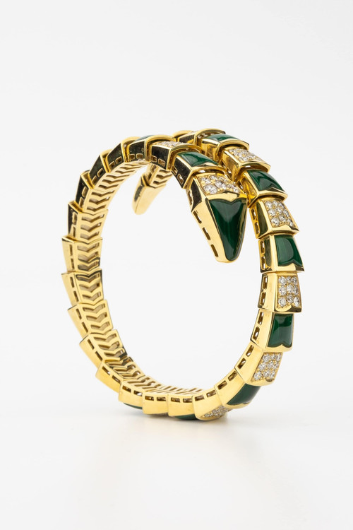 Браслет из лимонного золота c бриллиантами и малахитом