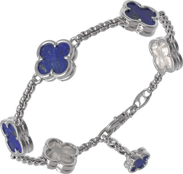 Браслет из белого золота c лазуритом и перламутром