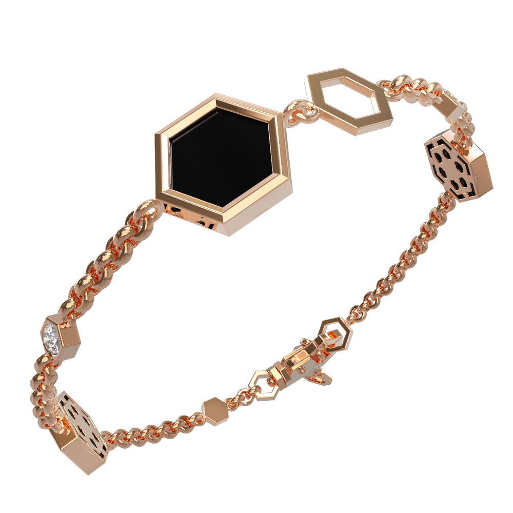 Браслет из золота c бриллиантами, ониксом и перламутром