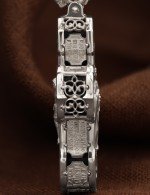 Крест из белого золота 585 пробы c эбеновым деревом