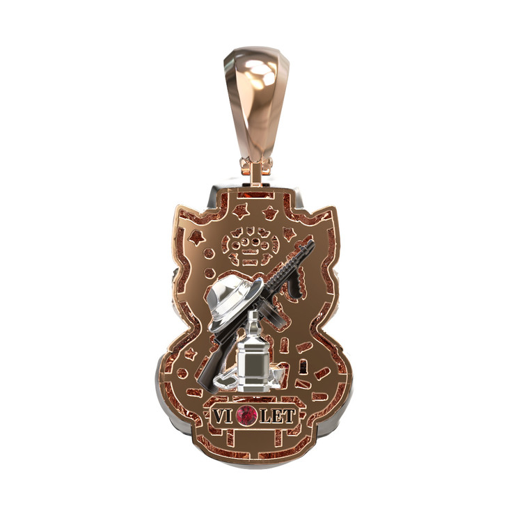 Подвеска из золота c эмалью, бриллиантами и рубином