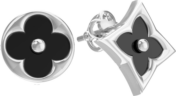 Серьги из белого золота c ониксом