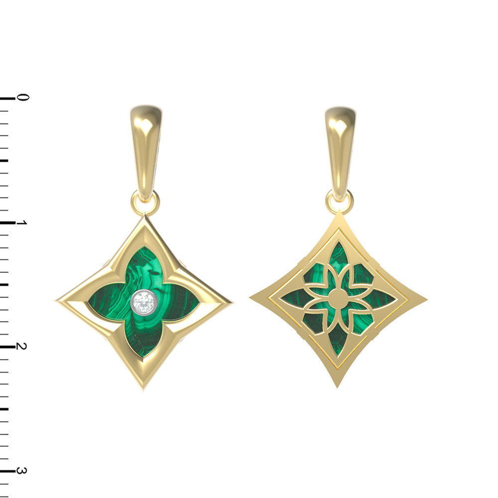 Подвеска из лимонного золота c бриллиантами и малахитом