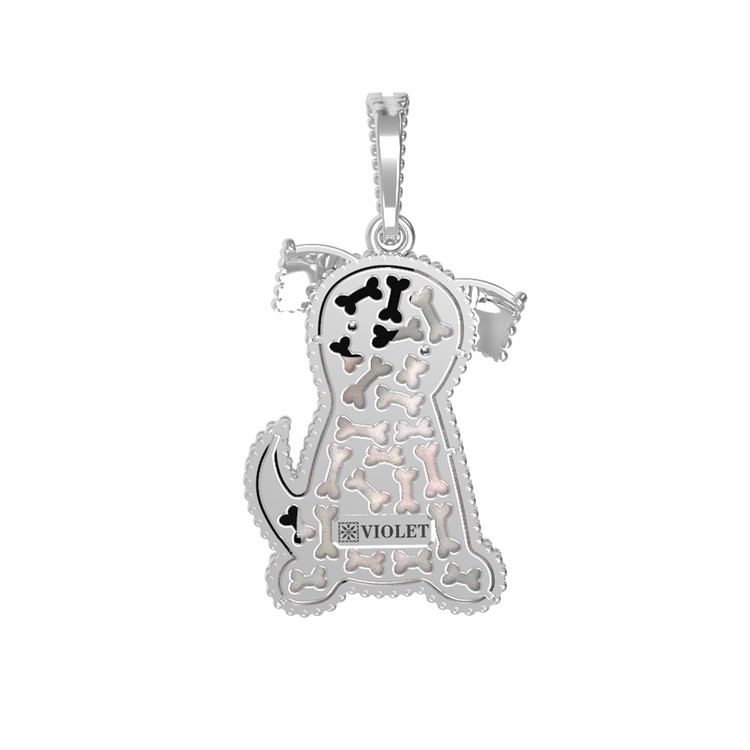 Подвеска из белого золота c эмалью, ониксом и перламутром