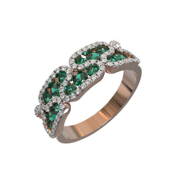 Кольцо из золота c бриллиантами и изумрудом