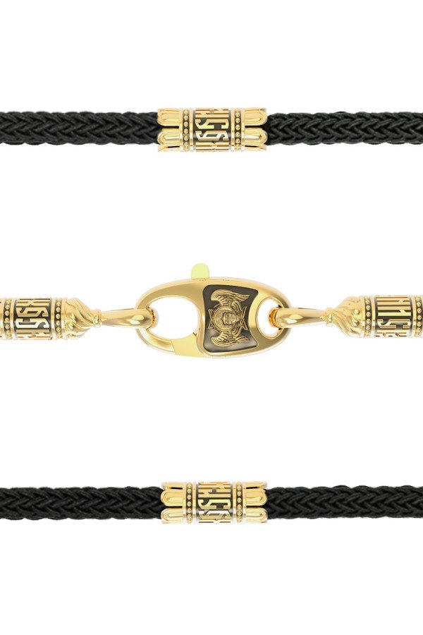 Шнурок шёлковый из лимонного золота c шёлковым шнурком