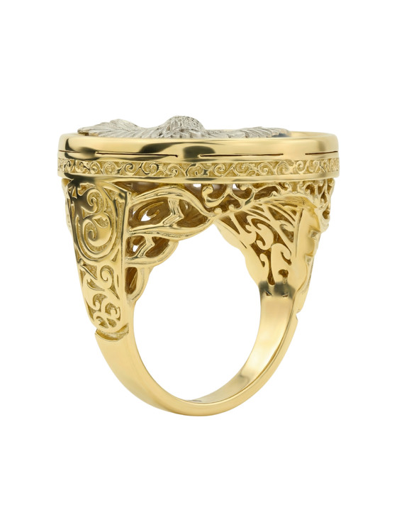 Кольцо из лимонного золота c эмалью