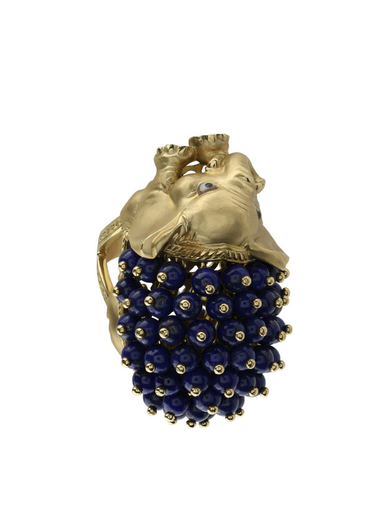 Кольцо из лимонного золота c эмалью и лазуритом