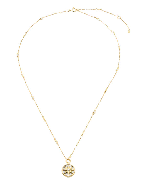 Колье из лимонного золота c бриллиантами, ониксом и перламутром