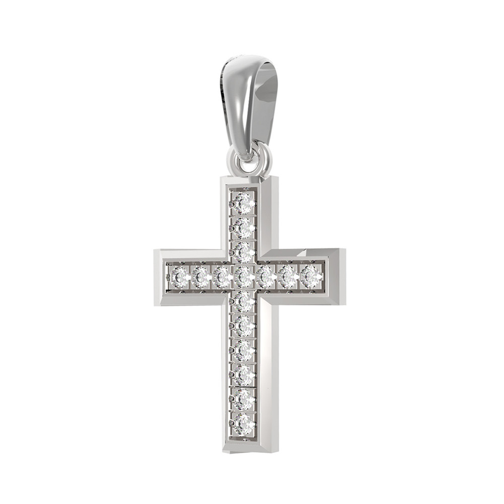 Крест из белого золота c бриллиантами