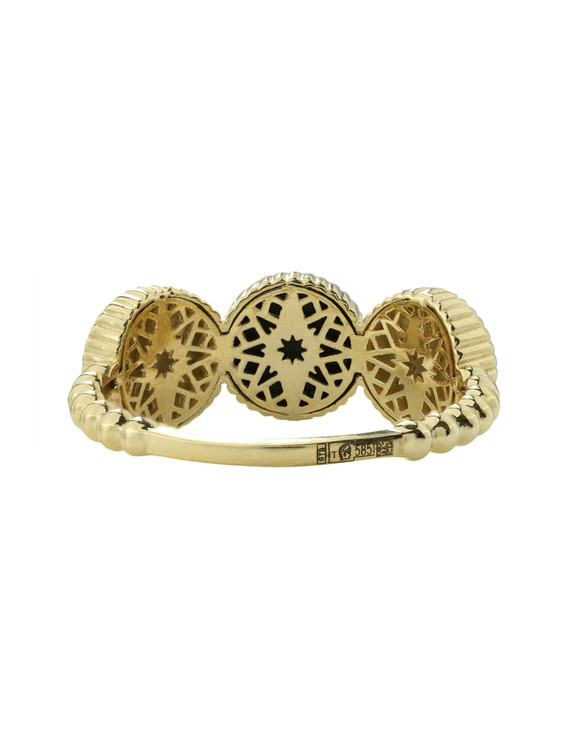 Кольцо из лимонного золота c бриллиантами, малахитом и перламутром