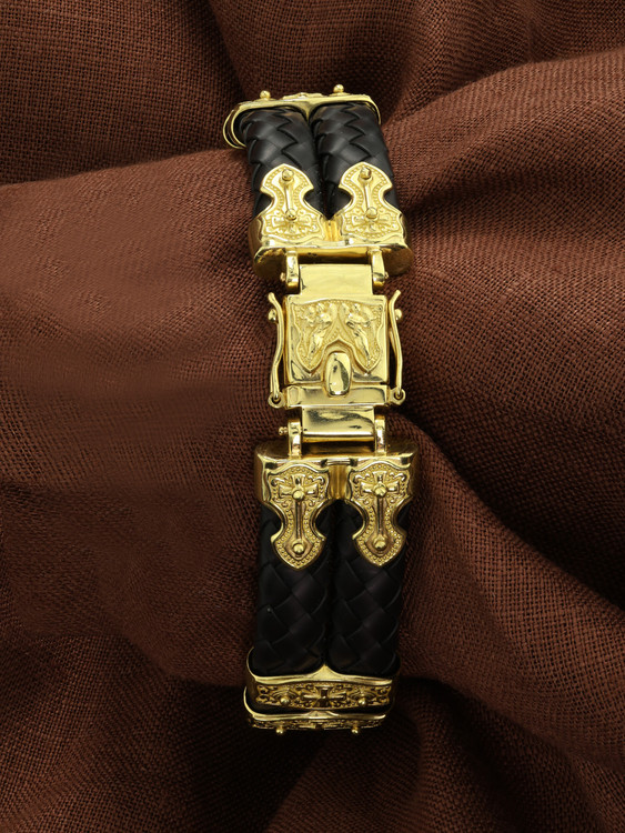 Браслет из лимонного золота c шнурком