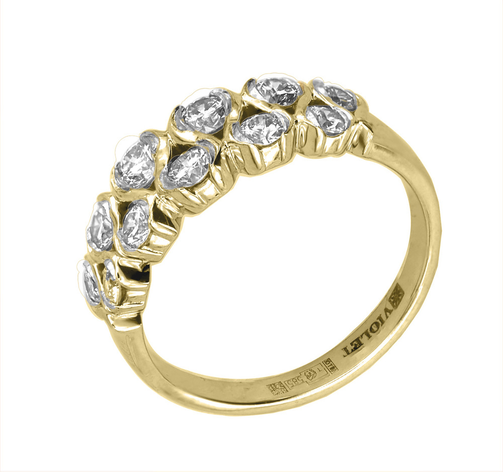 Кольцо из лимонного золота c бриллиантами