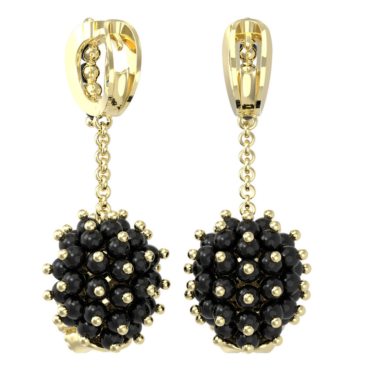 Серьги из лимонного золота c эмалью и ониксом