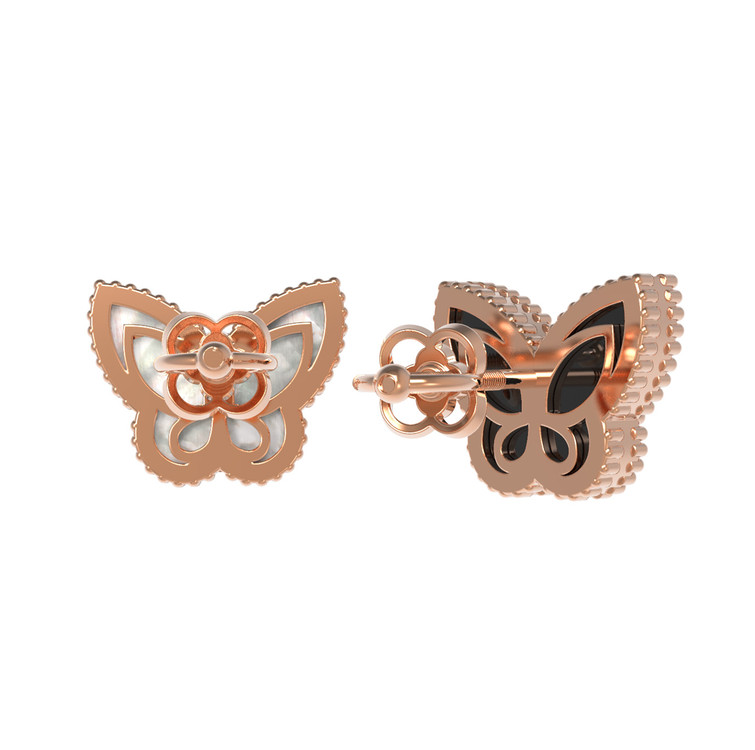 Серьги из золота c ониксом и перламутром