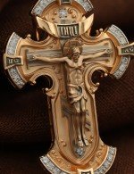 Крест из золота 585 пробы c фианитом