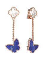 Серьги из золота 585 пробы c лазуритом и перламутром