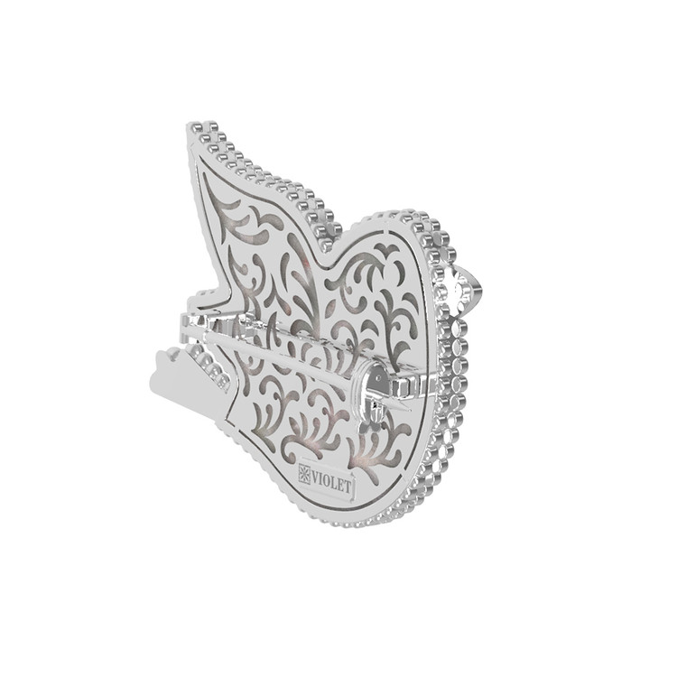 Брошь из белого золота c эмалью и перламутром