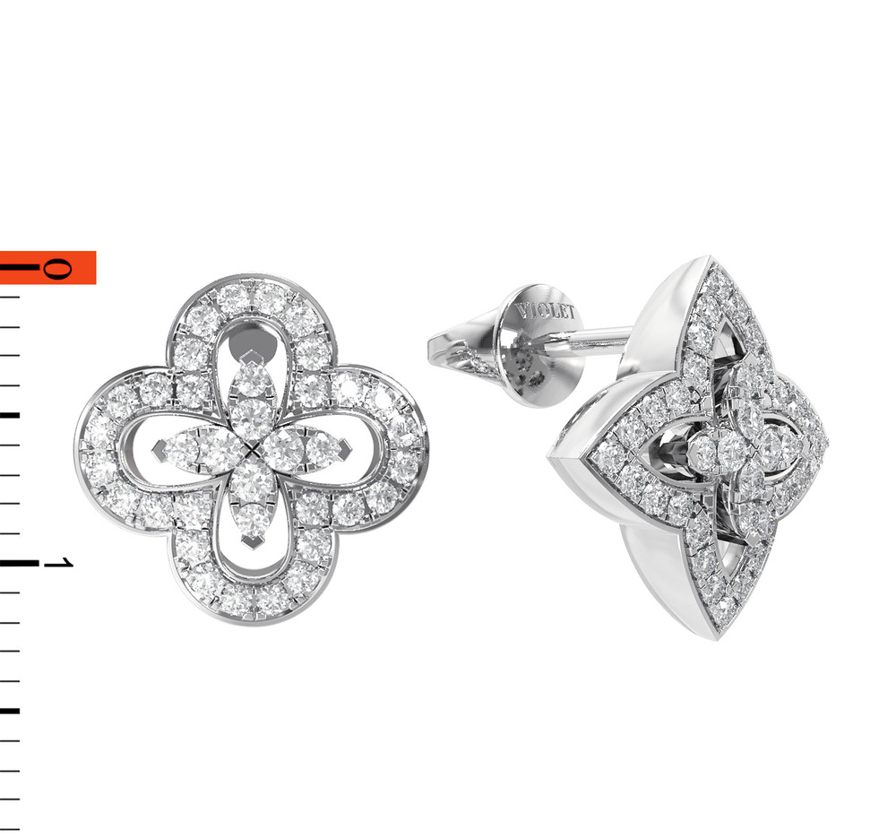 Серьги из белого золота c бриллиантами