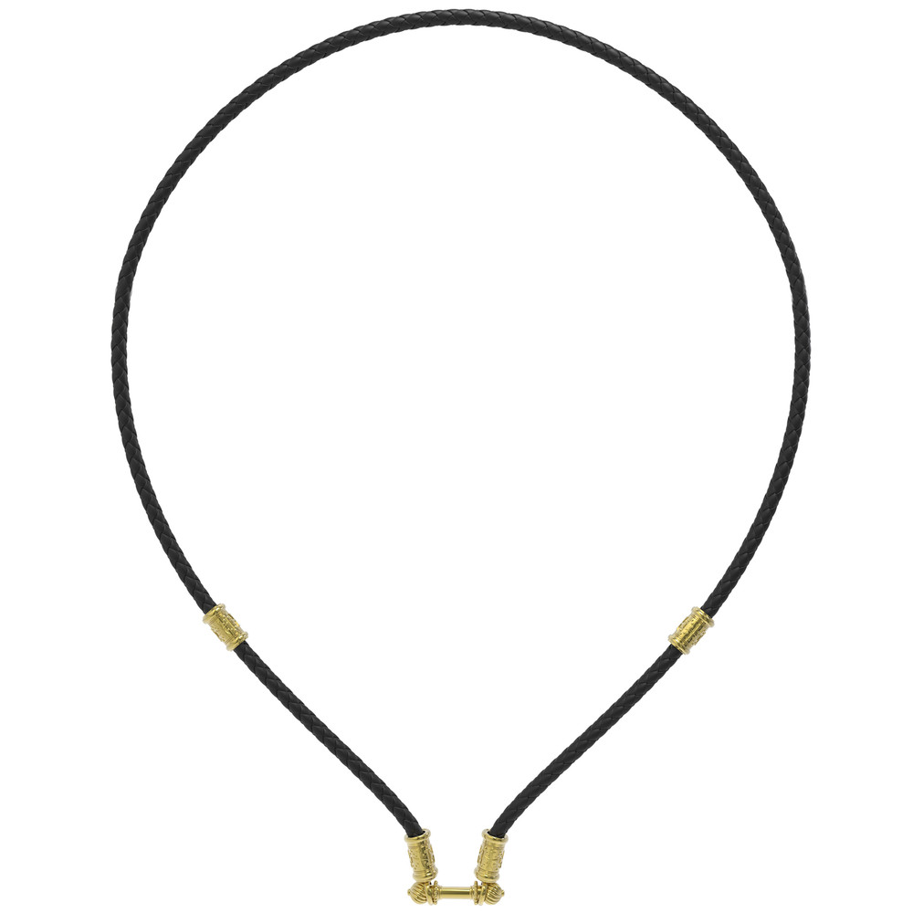 Гайтан из лимонного золота c кожаным шнурком
