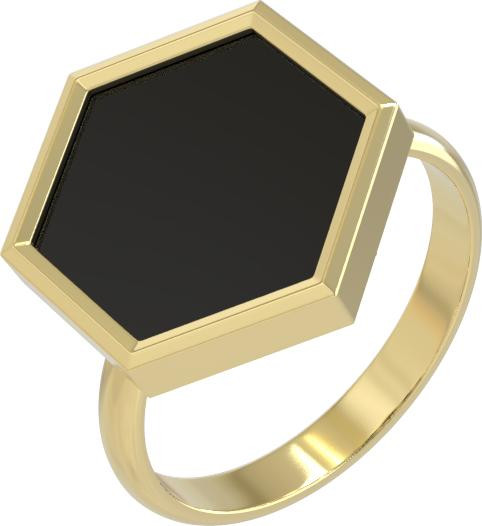 Кольцо из лимонного золота c ониксом