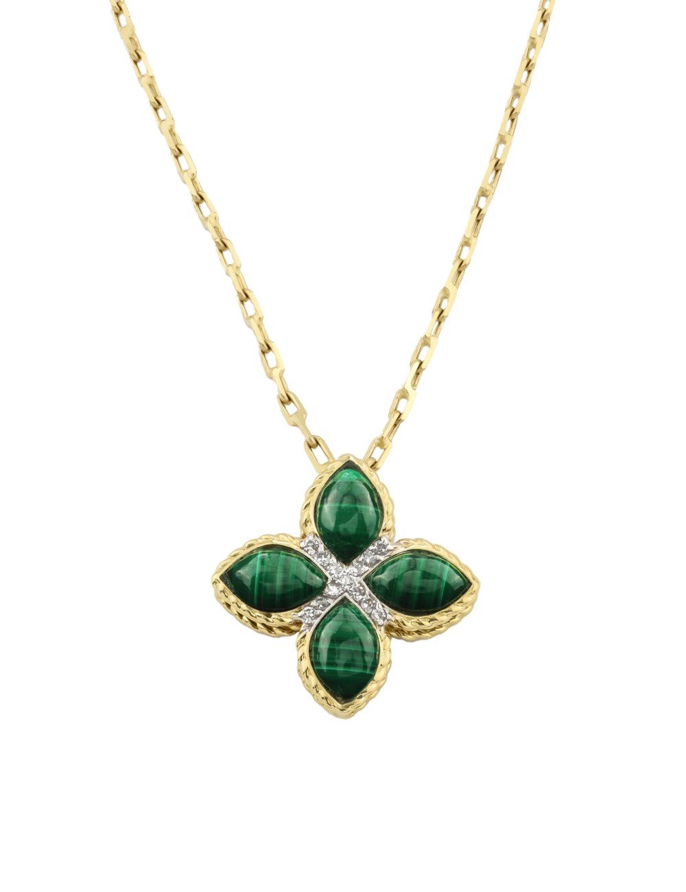 Колье из лимонного золота 585 пробы c бриллиантами и малахитом