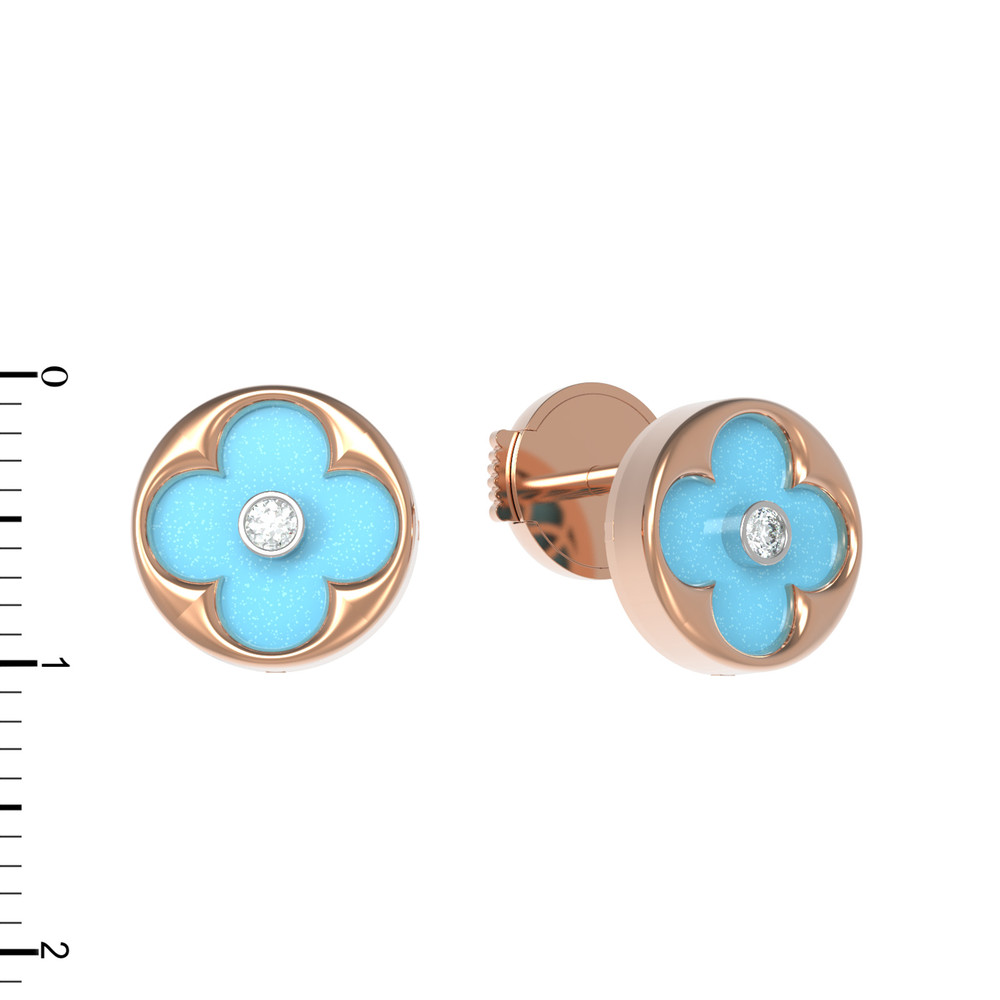 Серьги из золота c бриллиантами и бирюзой