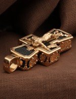 Крест из золота 585 пробы c эбеновым деревом