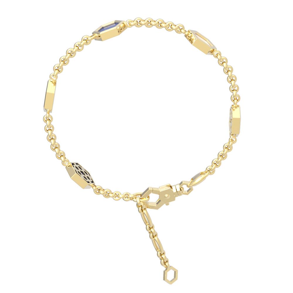 Браслет из лимонного золота c лазуритом и перламутром