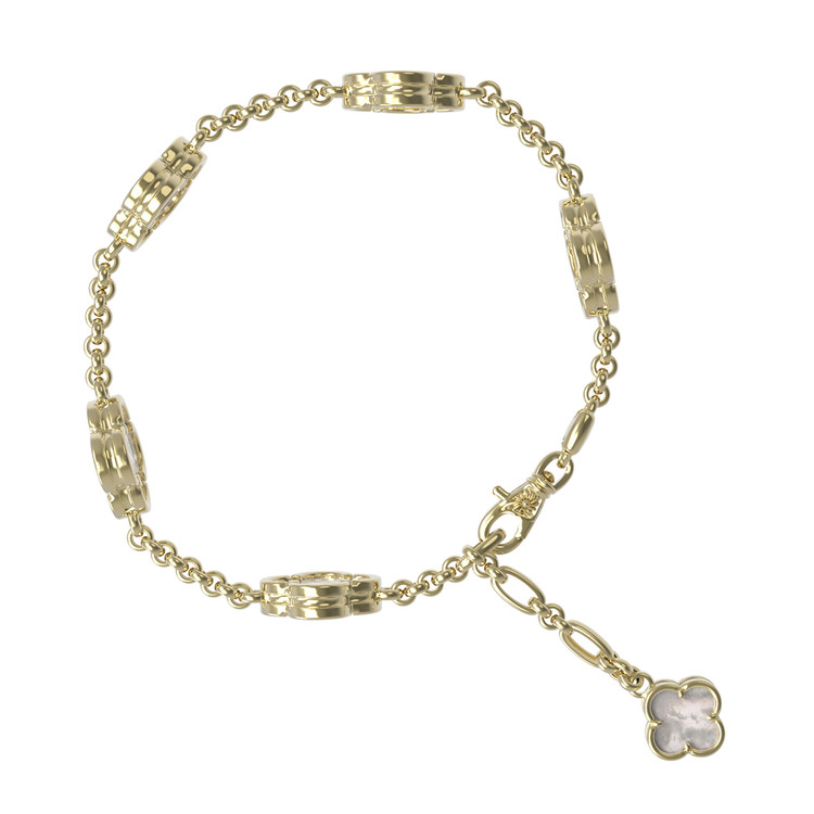 Браслет из лимонного золота c перламутром