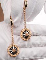 Серьги из золота 585 пробы c эмалью и ониксом