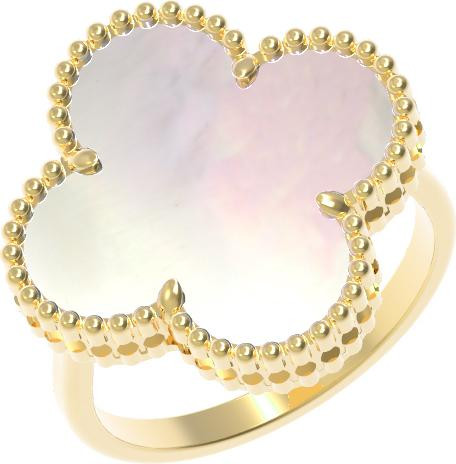 Кольцо из лимонного золота c перламутром