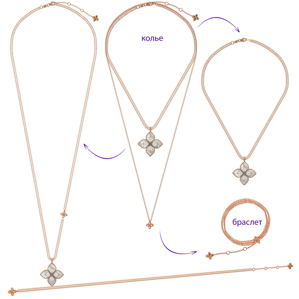 Колье из золота c бриллиантами и перламутром